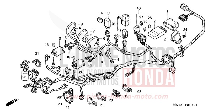 WIRE HARNESS (V/W) for Super Blackbird MUTE BLACK METALLIC (NH359B) from 1998
